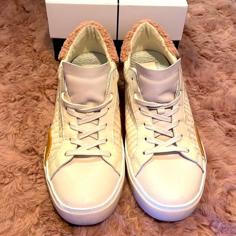 Dolce Vita Zina Plush Eggshell Patent Croco Leather Sneaker